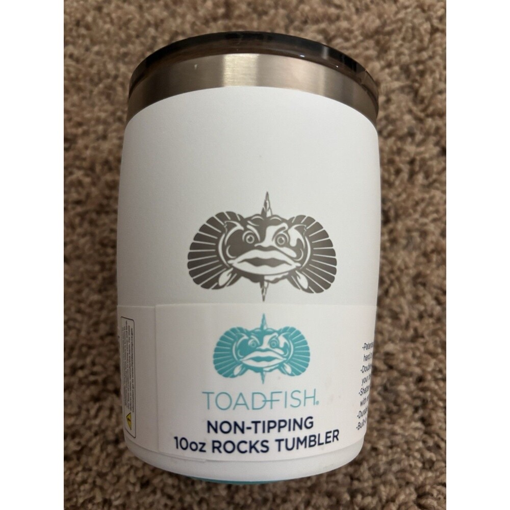 Toadfish Non-tipping Rock Tumbler 10oz NEW White Teal